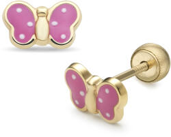 Lisa pöttyös pink pillangó gyerek fülbevaló gömbzárral - JTAG-0322-18 (JTAG-0322-18)