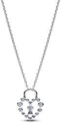 Pandora Szikrázó szív lakat medálos nyaklánc - 394416C01-50 (394416C01-50)