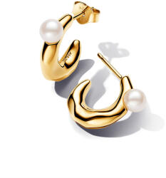 Pandora kezelt édesvízi tenyésztett gyöngy és organikus formájú karika-fülbevaló - 263261C01 (263261C01)