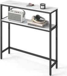 VASAGLE Előszobai konzolasztal, 2 szintes, márványfehér és tinta fekete színben (LNT130W59V1)
