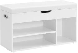 VASAGLE Cipőtároló pad, párnázott ülőfelülettel, 80x30 x44 cm, fehér (LHS030WB03)