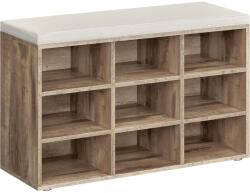 VASAGLE Cipőtartó pad 9 rekesszel, 30, 3 x 78, 5 x 48 cm, barna (LHS009K02) - tutihome