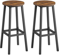 VASAGLE 2 db bárszék fémszerkezettel, lábtartóval, rusztikus barna és fekete színben (LBC132K01)