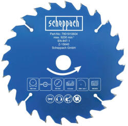Scheppach körfűrészlap fához, TCT, 165x20x1, 6mm, Z24 fogas BC-HCS165-X / C-HCS165-X-hez (7901810604)