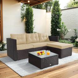 Avenberg Elise kerti rattan sarokgarnitúra, ZA23402, barna/bézs
