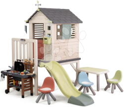 Smoby Căsuță pe piloni cu spațiu de ședere pentru oaspeți House On Stilts Life Smoby cu tobogan și filtru UV (SM810301-O) Casuta pentru copii