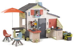 Smoby Căsuța Prietenilor cu leagăn sub umbrela Friends House Life Smoby extensibilă cu protecție UV (SM810300-C) Casuta pentru copii
