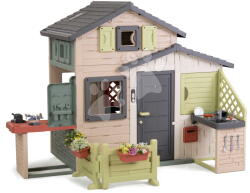 Smoby Căsuța Prietenilor cu colț de lucru Friends Evo Playhouse Life Smoby cu uși solide extensibilă cu protecție UV (SM810302-I) Casuta pentru copii