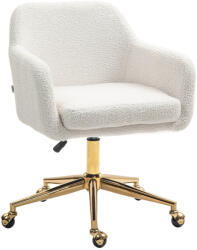 HomCom Irodai szék, magasságban állítható, bársonyszerű huzattal, krémfehér (921-775V00CW)
