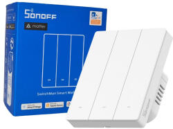SONOFF SwitchMan M5 - 3 áramkörös, sorolható villanykapcsoló, Wi-Fi, Matter, fehér (M5-3C-80W) (M5-3C-80W)