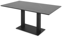  Masa dining pentru gradina, dreptunghiulara, ELIO, 140x80 cm, negru cu gri, blat piatra sinterizata, structura aluminiu si otel (HGS006BLKMASA2)