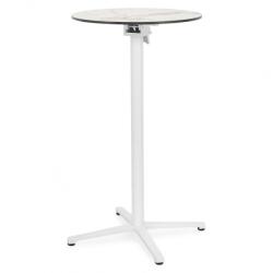  Masa bar pentru gradina, rotunda, CLEO, diametru 60 cm, alb cu mix gri, blat HPL, aluminiu (HGS702WHMASA)