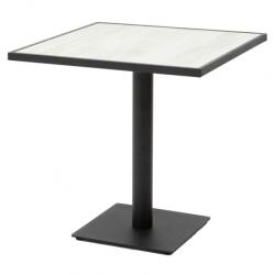  Masa cafea pentru gradina, patrata, SIGNUM, 72x72 cm, negru cu alb, blat HPL, structura otel (HGS1701)