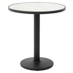  Masa cafea pentru gradina, rotunda, SIGNUM, diametru 72 cm, negru cu alb, blat HPL, structura otel (HGS1700)