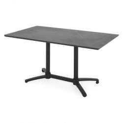  Masa dining pentru gradina, pliabila, CLEO, 140x80 cm, negru cu gri, blat piatra sinterizata, structura aluminiu (HGS027BLKMASA)