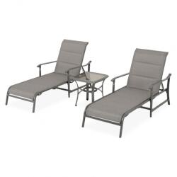  Set mobilier terasa si gradina, SOPHIA, 2 sezlonguri si masuta, gri cu antracit, structura otel, textilina (TZH9995SET)