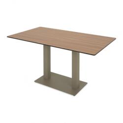  Masa dining pentru gradina, dreptunghiulara, ELIO, 140x80 cm, sampanie cu natur, blat HPL, structura aluminiu si otel (HGS006CHMASA)