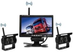  Vezeték nélküli hátrameneti kamera szett 2 kamerával és 7″ kijelzővel 12V~24V, teherautókhoz, autóbuszokhoz, buszokhoz