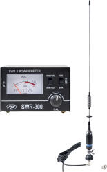 PNI Antena CB PNI S75, 75 cm, cu fluture, cablu RG58 de 4m si reflectometru PNI SWR-300 pentru masurare SWR (pni-s75c-r300) Statii radio