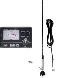 PNI Antena CB PNI S60 59 cm cu fluture cablu RG58 de 4m si reflectometru PNI SWR-300 pentru masurare SWR negru (pni-s60-r300) Statii radio