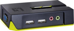 LevelOne Switch KVM LevelOne Plastic 2 porturi - USB VGA 2048 x 1536 pixeli 96 x 61 x 24 mm Negru / Verde (kvm-0221)
