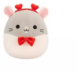 Jazwares Squishmallows 20 cm - Rusty șobolanul gri cu papion și bentiță în formă de inimă