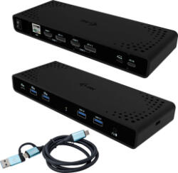 i-tec Docking station i-Tec C31DUALDPDOCKPD100W, 7 porturi, 100W, negru, 40x55cm (cadua4kdockpdb100)
