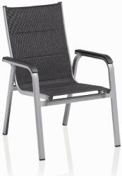 Kettler BASIC PLUS PADDED alumínium rakásolható, párnázott kerti szék - ezüst / antracit