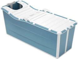  Prémium kategóriás hordozható összecsukható kád, 136 cm hosszú, gyermekeknek/felnőtteknek, hideg-meleg vízhez is alkalmas, fedéllel, lefolyóval, kék