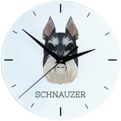 Art-Dog dekoratív óra, schnauzer modell, 30 cm, geometrikus motívum, kutyabarátoknak