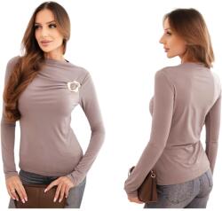 Kesi Női blúz, Kesi, elegáns, díszcsattal, hosszú ujjú, szürke, poliészter/viszkóz, One Size INTL (9900)