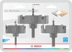 Bosch Fa és gipszkarton körkivágó készlet befogótüskével, központosító fúróval 68/86/100x25 mm (2608594503)