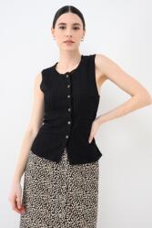 Only Only, Kerek nyakú texturált mellény, Fekete, XS (15374601-BLACK-XS)