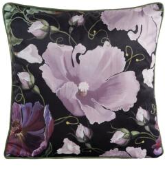 Eurofirany Párnahuzat, Eurofirany, 116, puha bársony, virágmintás, cipzár, 45 x 45 cm, bársony, fekete/lila (HS452374)