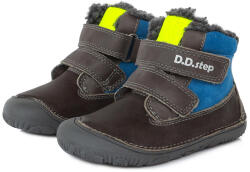 D. D. STEP Barefoot pantofi de băieți cu toc înalt căptușit cu velcro pentru băieți gri închis/albastru (1337F0)