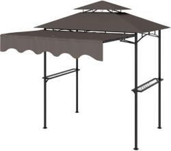 Aosom Grillpavilon állítható napellenzővel 242x149x248 cm dupla tetős BBQ pavilon grillsátor