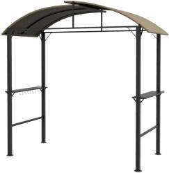 Aosom Grillpavilon polcokkal 110x230 cm BBQ pavilon két oldalsó ablakkal khaki színű