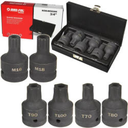 MAR-POL 3/4" MP torx + spline ütőaljzat és bit klt. 6db-os (M58266) (M58266)