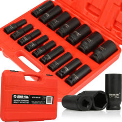 MAR-POL Gépi dugókulcs készlet 1/2" 10-32MM 16db-os. (M58256) (M58256)