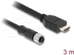 Delock M12 kábel A-kódú, 17 tűs anya- HDMI apa 3 m fekete (81219) (81219) (81219)