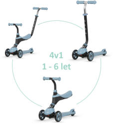Qplay Sema 2in1 Gyerek Futóbicikli És Roller Blue - Átalakítható Tanuló Jármű 1-6 Éves Korig 50kg Terhelhetőséggel