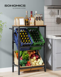 SONGMICS 2 szintes italrekesz tároló állvány acél vintage barna-fekete (EUZ-BSC373K01)