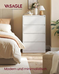 VASAGLE KAILYN fiókos szekrény hófehér modern stílusú 4 fiókkal (EUZ-LTS614WE02)