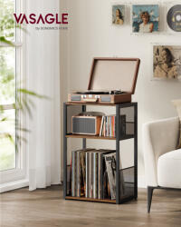 VASAGLE 3-szintes Lemezjátszó Állvány Rusztikus Barna (EUZ-LET275K01)