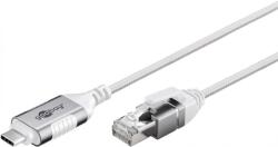 Goobay Cablu de retea USB type C la RJ45 Gigabit Cat. 6 Slim 2m brodat Alb, Goobay G74387 (G74387)