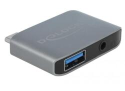 Delock Audio átalakító USB Type-C apa - sztereó jack anya 3, 5 mm-es + USB 3, 0 A-es anya (63965) (63965) (63965)