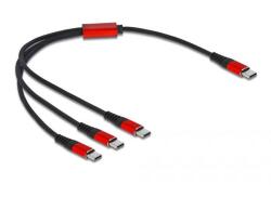 Delock USB-C - 3xUSB-C kábel 0.3m - Fekete/Piros (86712) (86712)