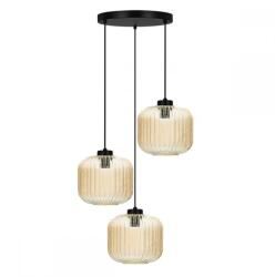 Kaja Lighting Lampadar Clark, 3xE27, H100cm, D40cm, metal negru, sticlă ambră (K-5654)