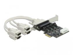Delock PCI Express Kártya > 4 x soros RS-232 tápfeszültséggel 5 V / 12 V (89895) (89895) - xupe