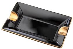 Angelo porcelán szivar hamutál fekete-arany színben, 2 szivar részére (A-422002)